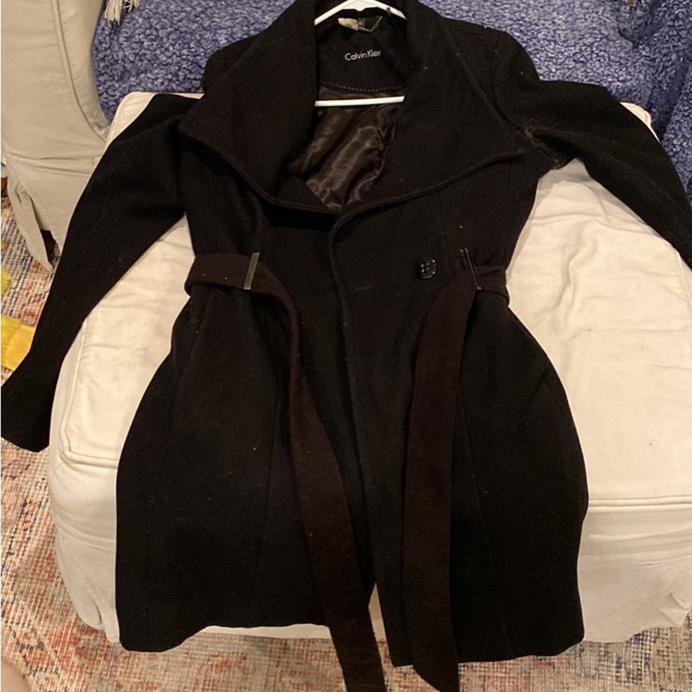 Calvin Klein Black Wool Coat